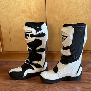 Men's Black and White Motorcycle Riding Boots